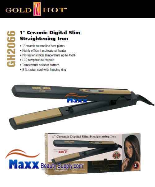 Gold N Hot #GH2066 Ceramic Digital Slim Straightening Flat Iron - 1"